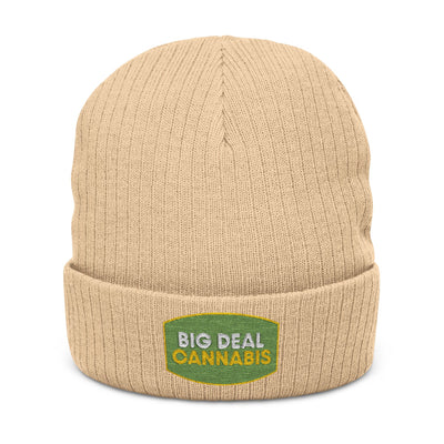 Embroidered 'Big Deal Cannabis' Ribbed Knit Beanie — Cozy Winter Cannabis Hat