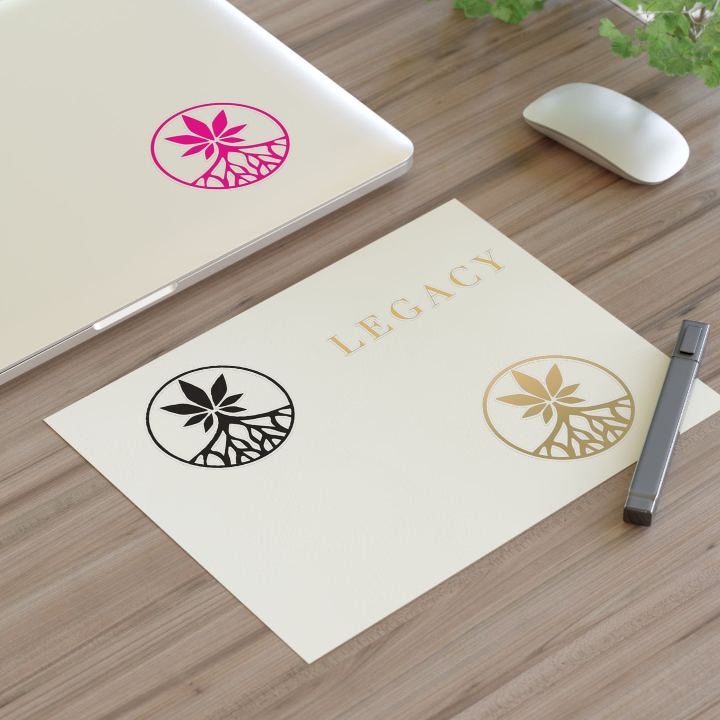 Legacy Sticker Sheet — Decorative Logo Stickers (Pink, Gold, Black)