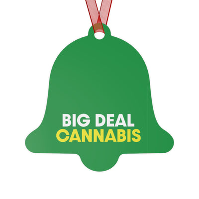 Metal Ornament – "Big Deal Cannabis" Green Bell Holiday Decoration