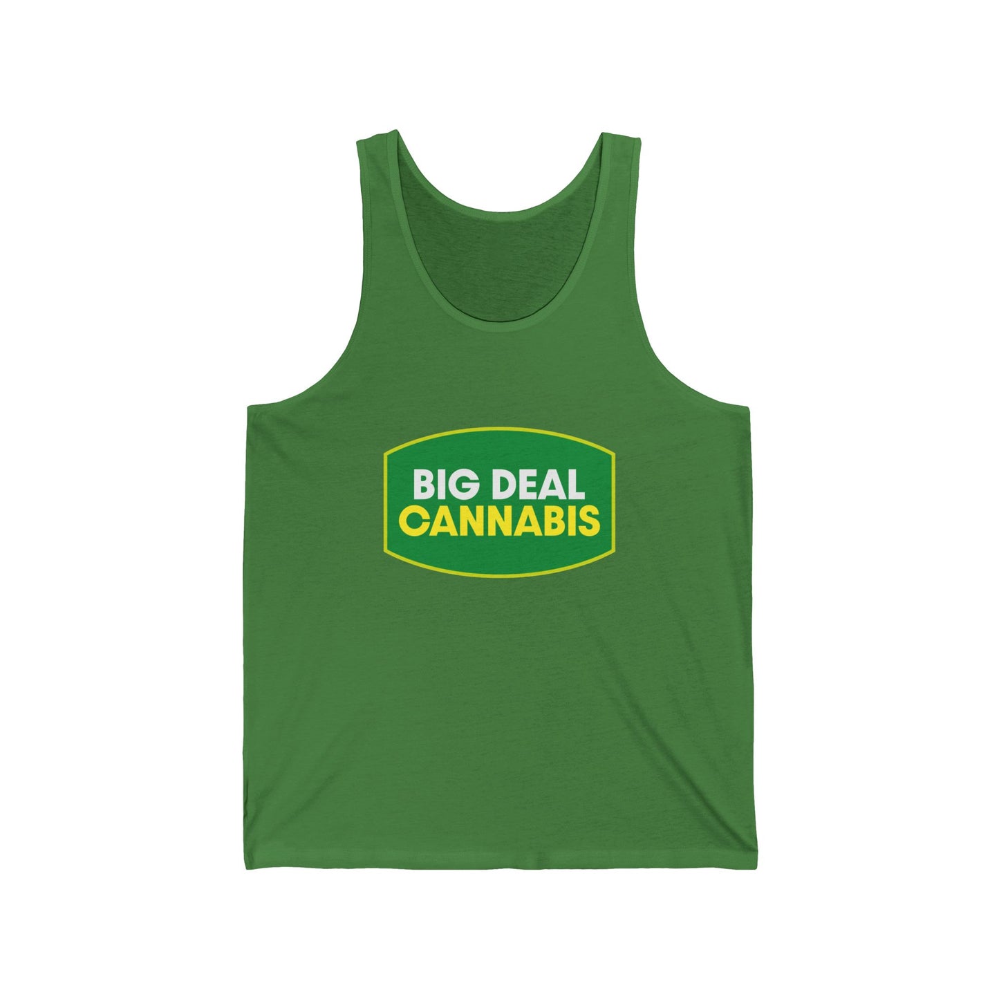 Cannabis Graphic Tank Top — "Big Deal Cannabis" Green Logo Tank