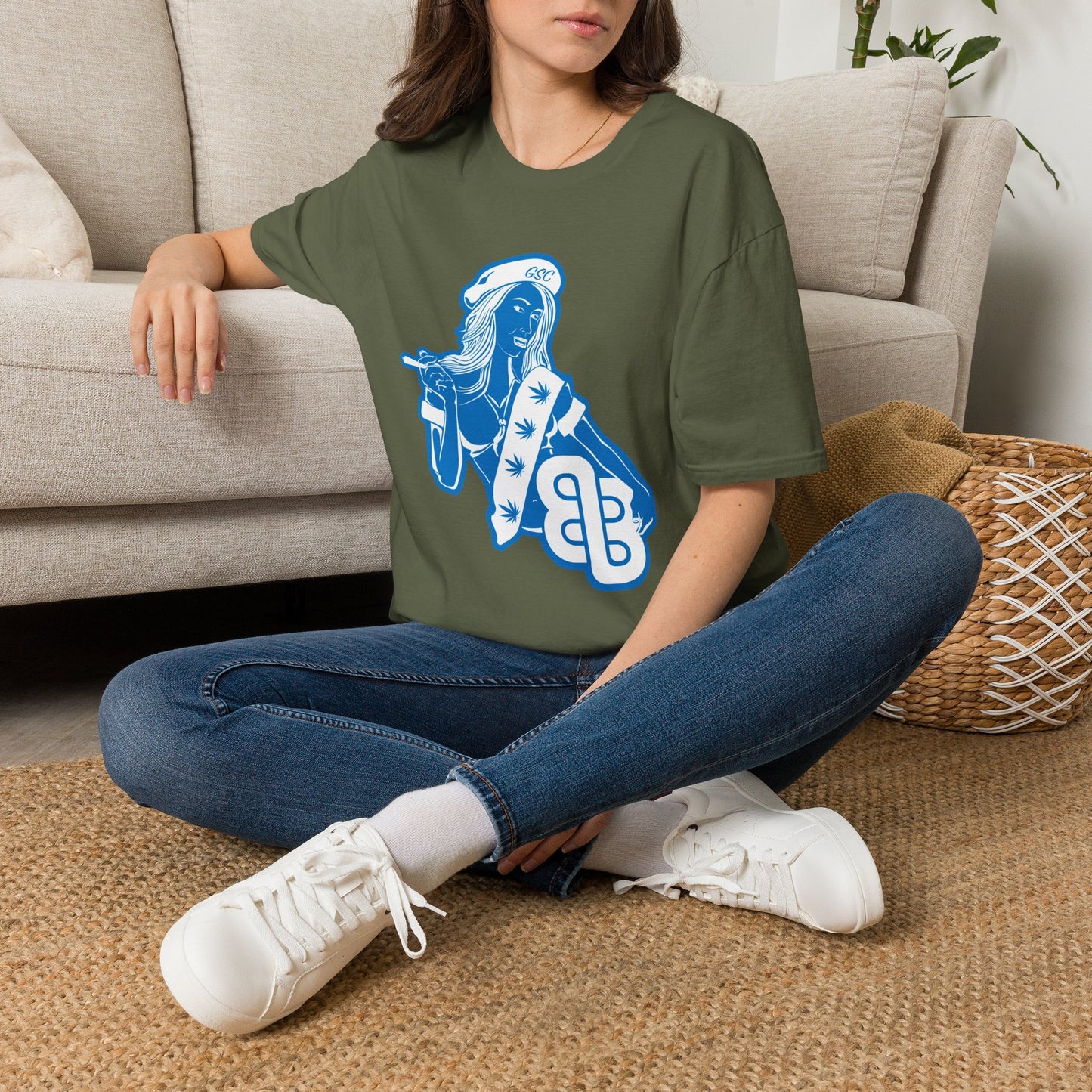 Sailor Babe Graphic T-Shirt — Blue Retro Pinup Tee