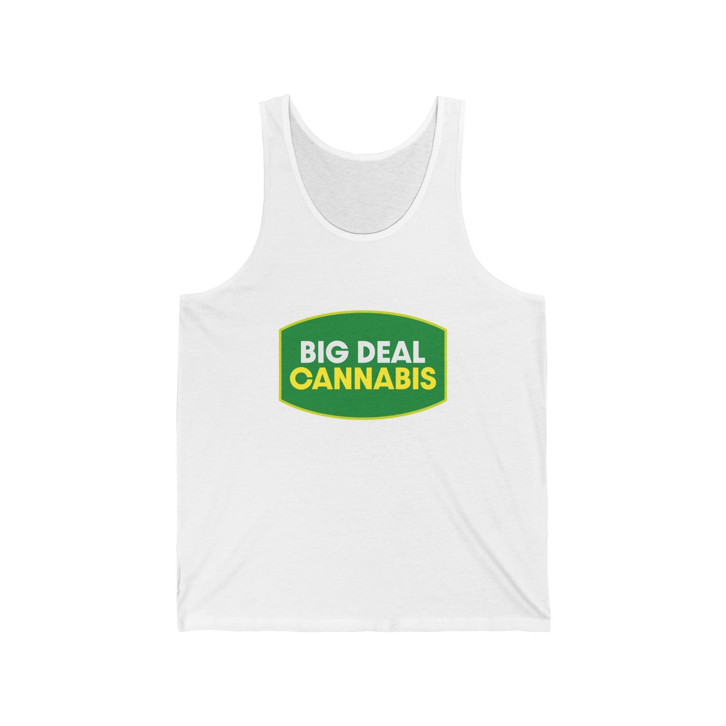 Cannabis Graphic Tank Top — "Big Deal Cannabis" Green Logo Tank