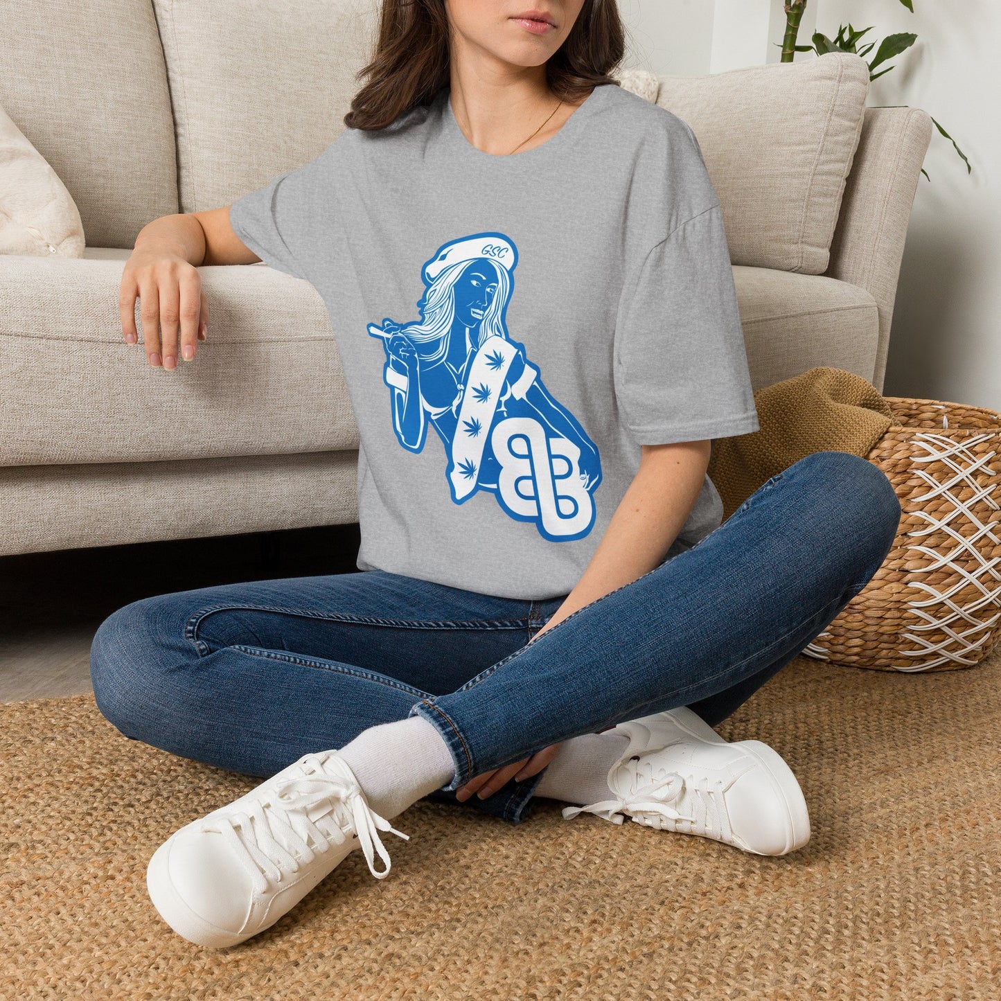 Sailor Babe Graphic T-Shirt — Blue Retro Pinup Tee
