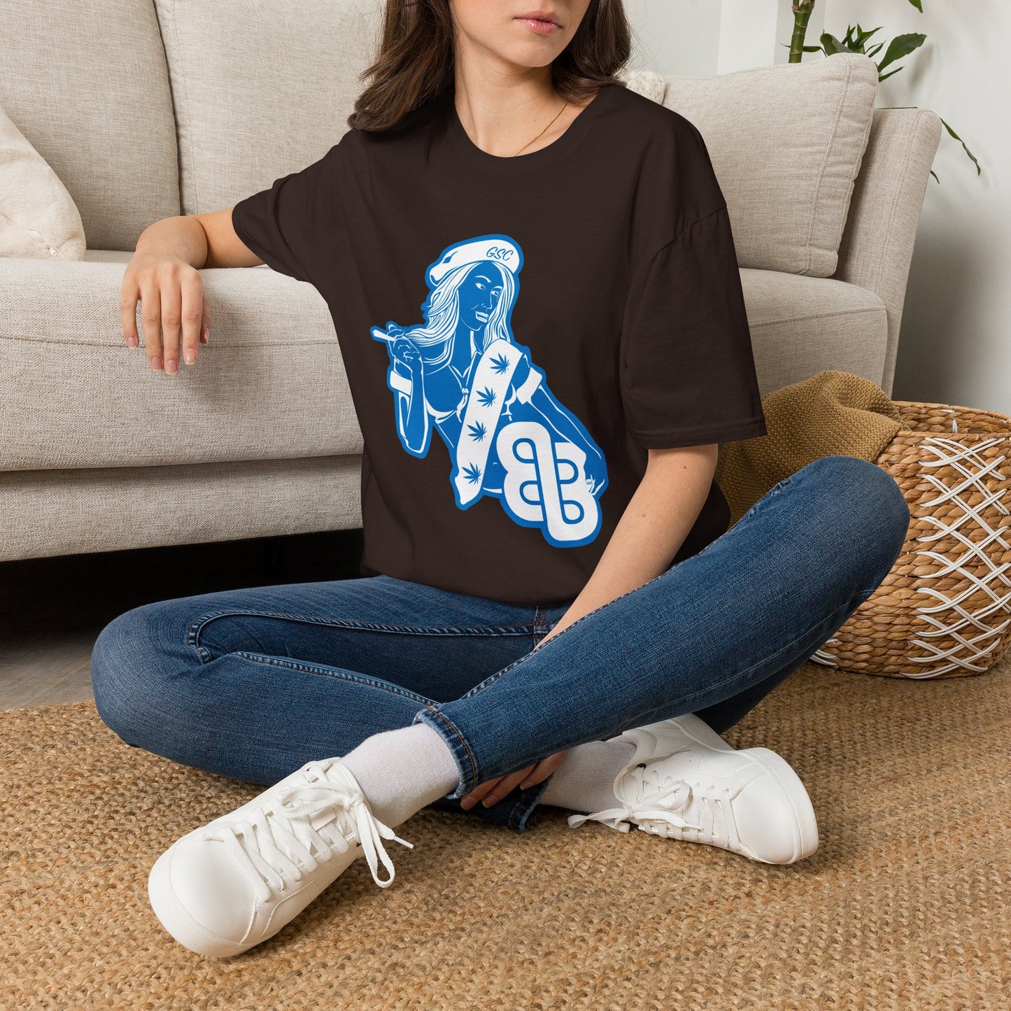 Sailor Babe Graphic T-Shirt — Blue Retro Pinup Tee