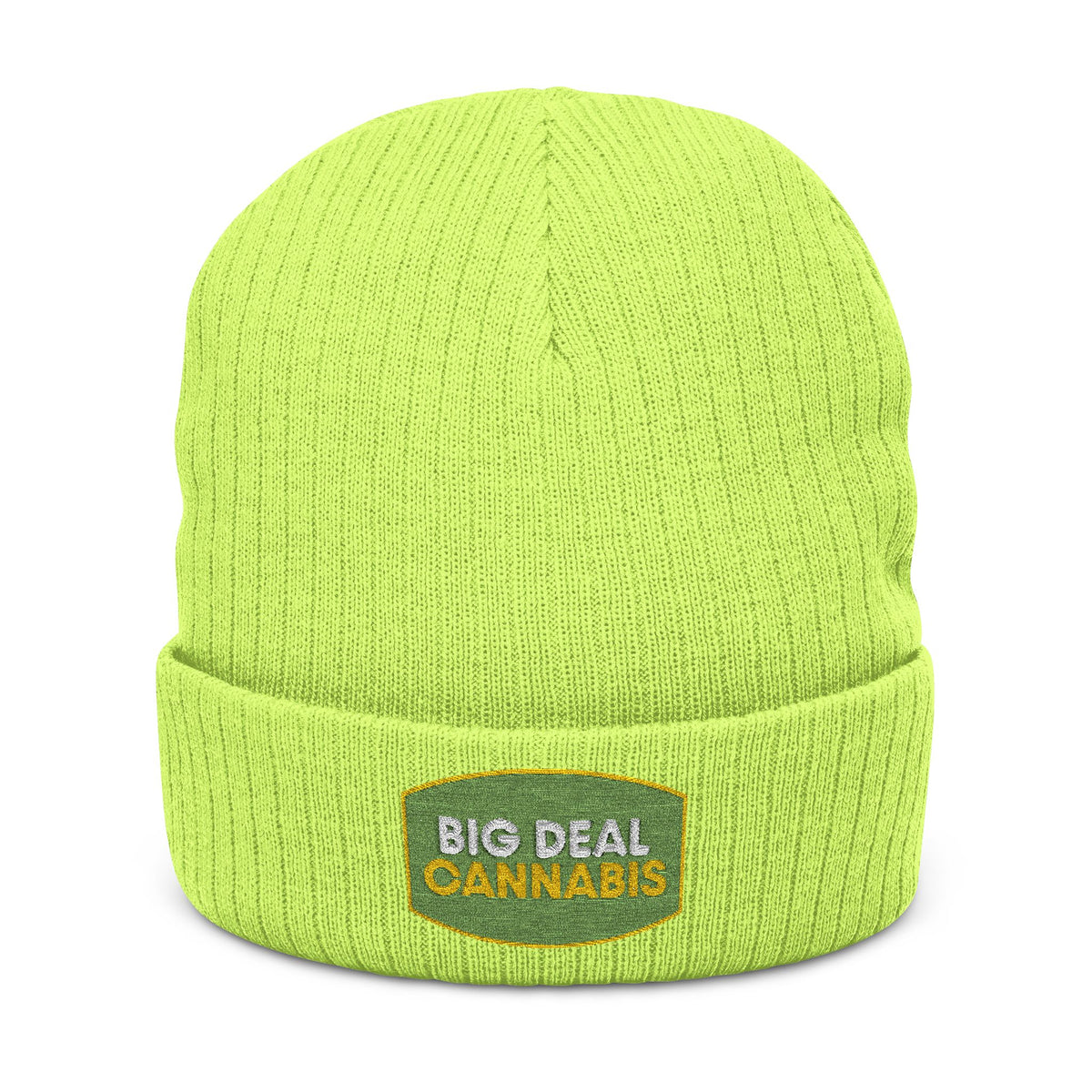 Embroidered 'Big Deal Cannabis' Ribbed Knit Beanie — Cozy Winter Cannabis Hat