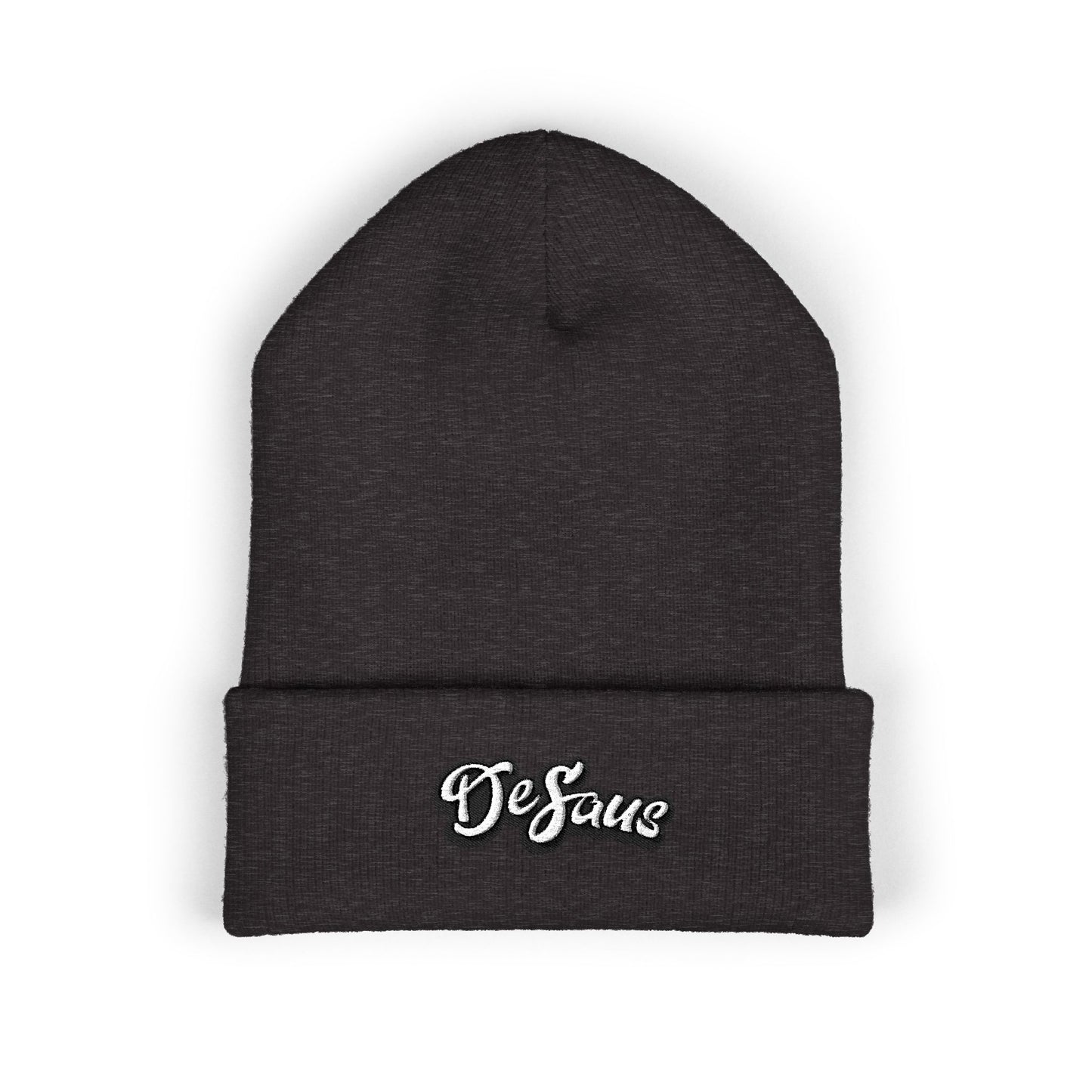 Embroidered 'DeSaus' Cuffed Beanie — Classic Knit Winter Hat