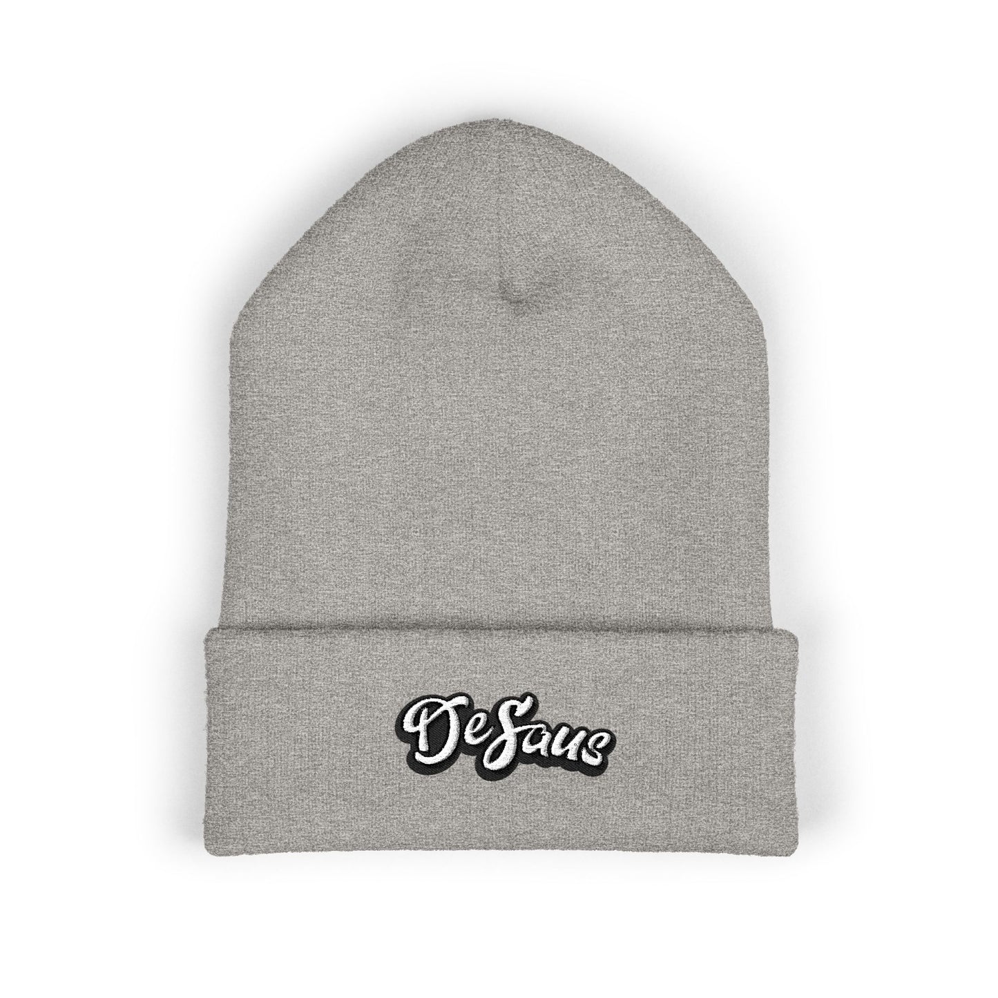 Embroidered 'DeSaus' Cuffed Beanie — Classic Knit Winter Hat