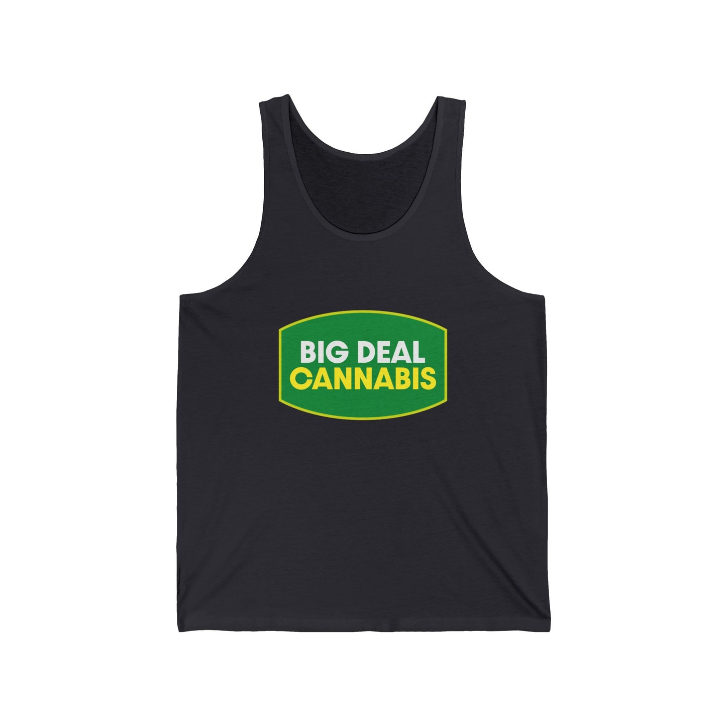 Cannabis Graphic Tank Top — "Big Deal Cannabis" Green Logo Tank