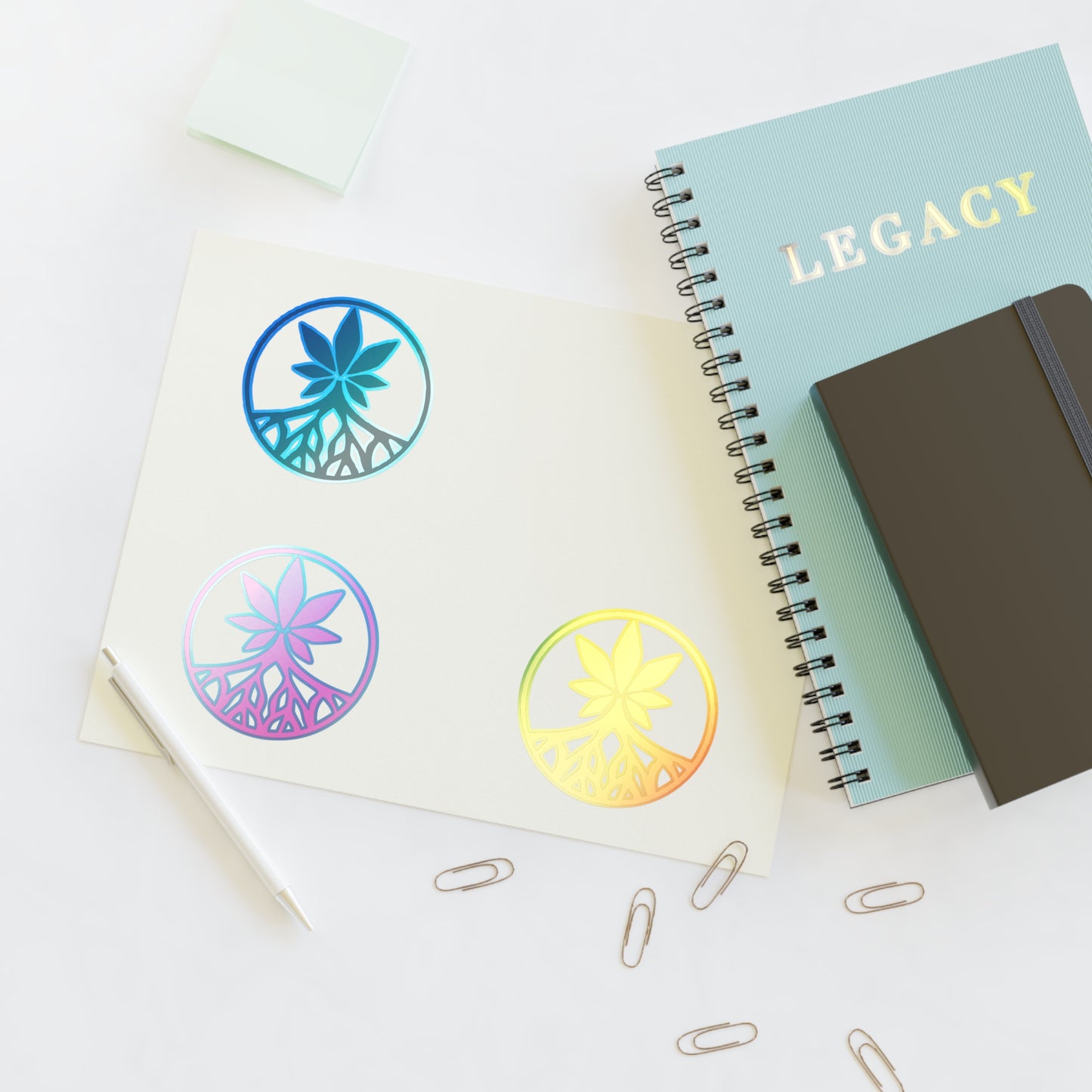 Legacy Sticker Sheet — Decorative Logo Stickers (Pink, Gold, Black)