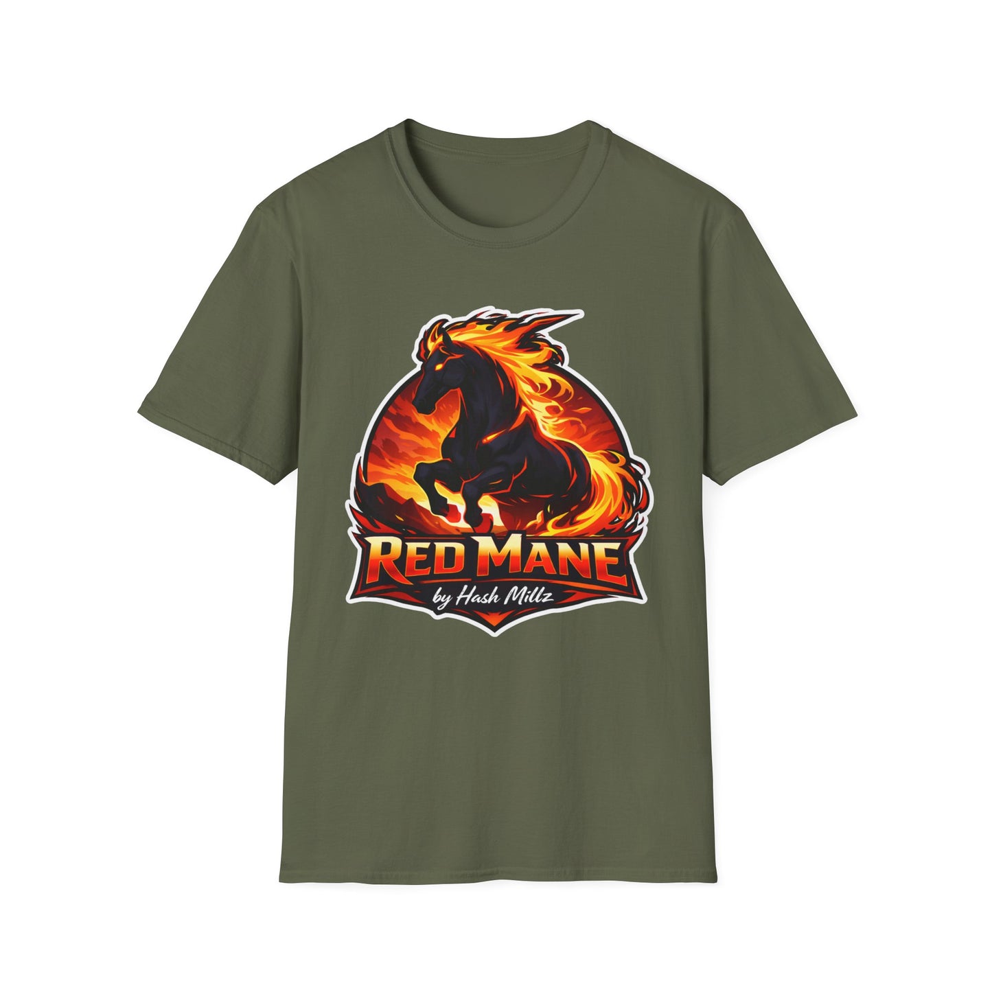 Flaming Stallion T-Shirt — "Red Mane" Graphic Tee
