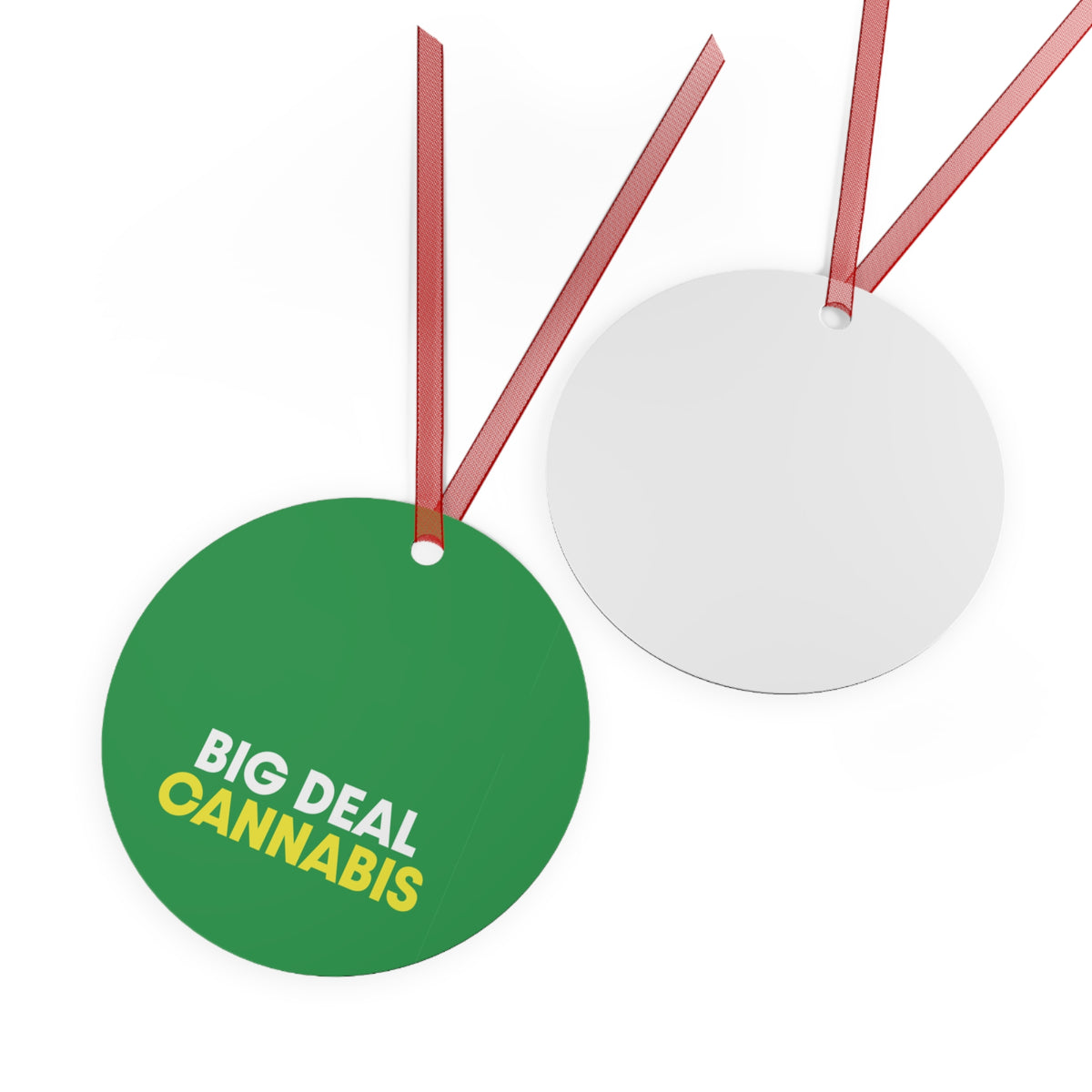 Metal Ornament – "Big Deal Cannabis" Green Bell Holiday Decoration