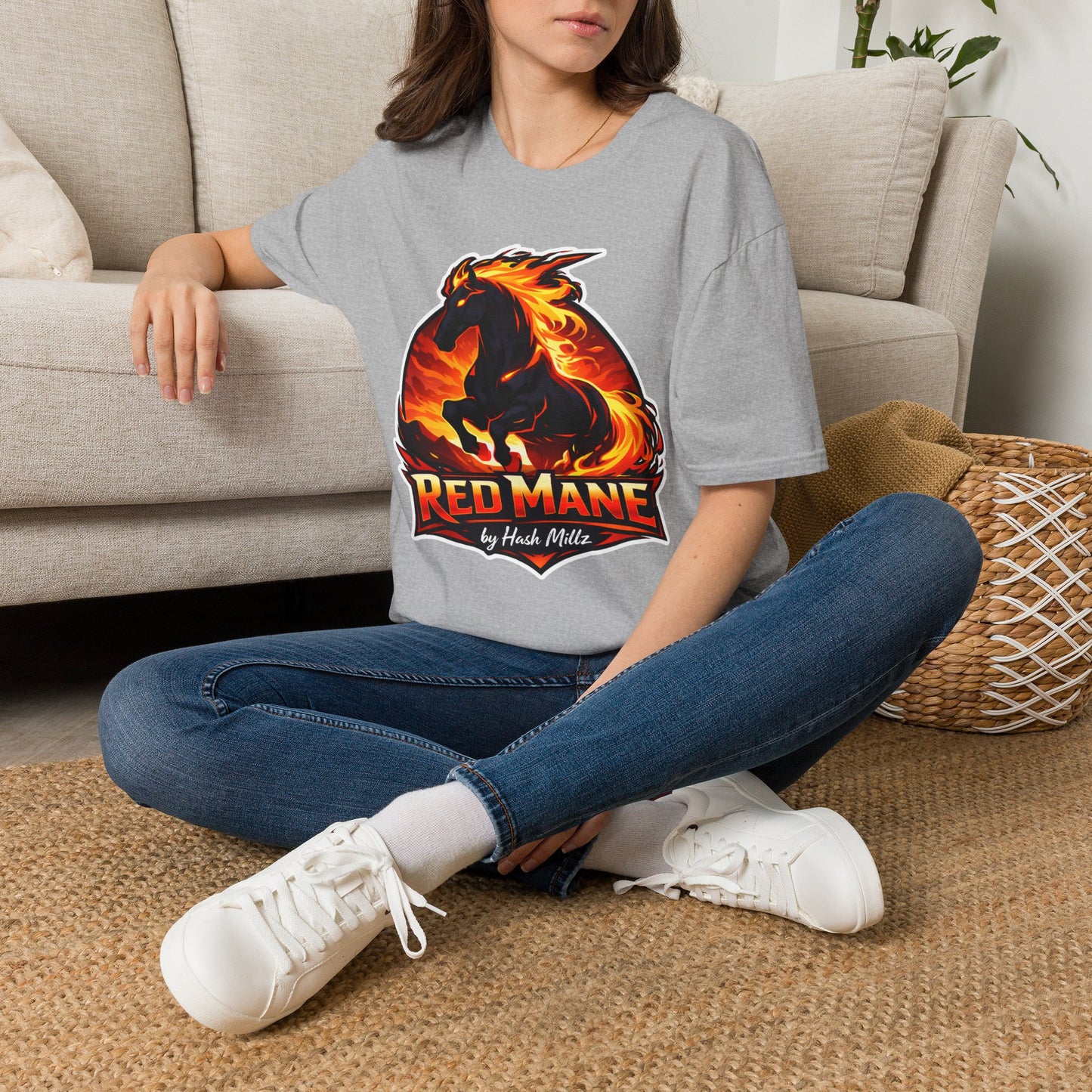 Flaming Stallion T-Shirt — "Red Mane" Graphic Tee