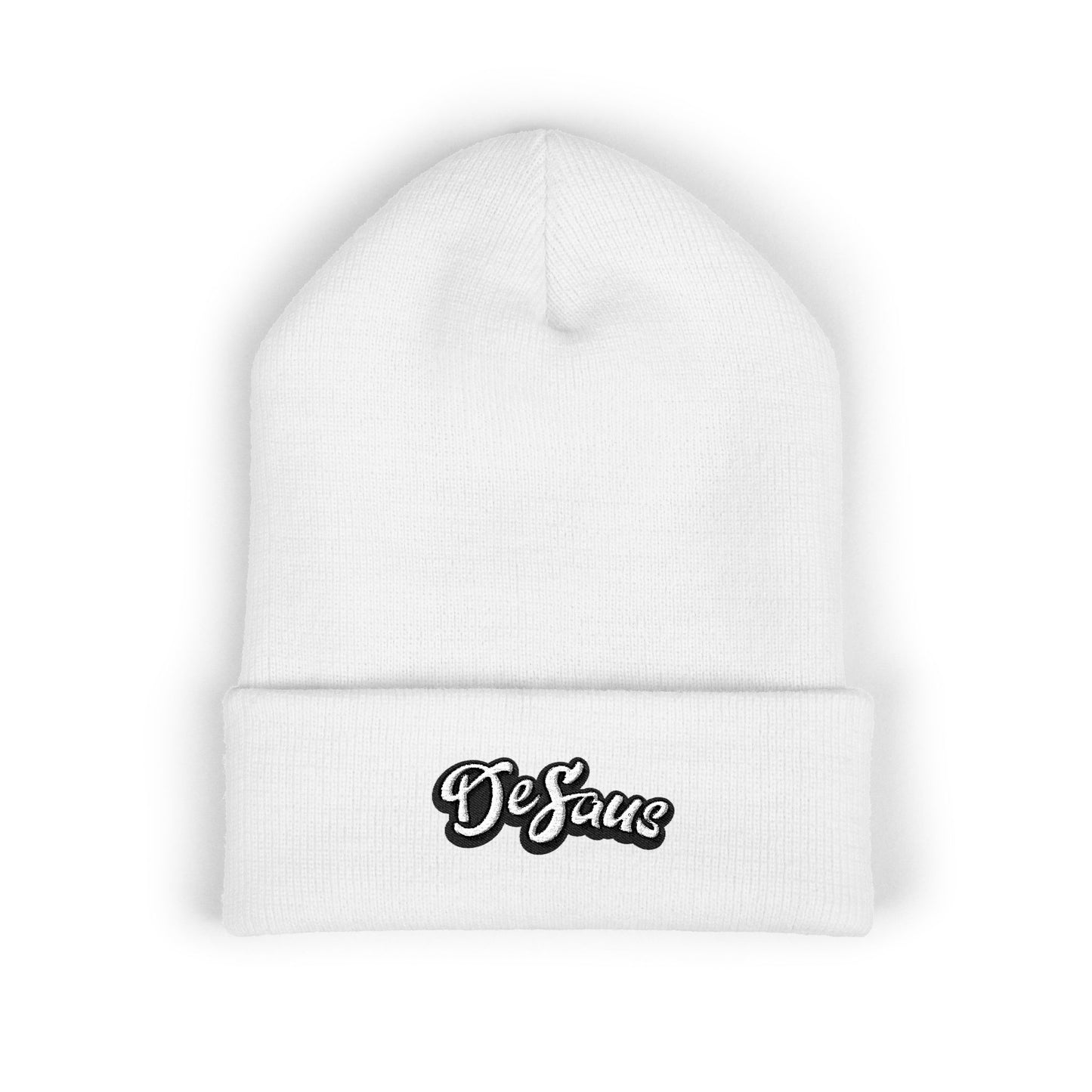 Embroidered 'DeSaus' Cuffed Beanie — Classic Knit Winter Hat