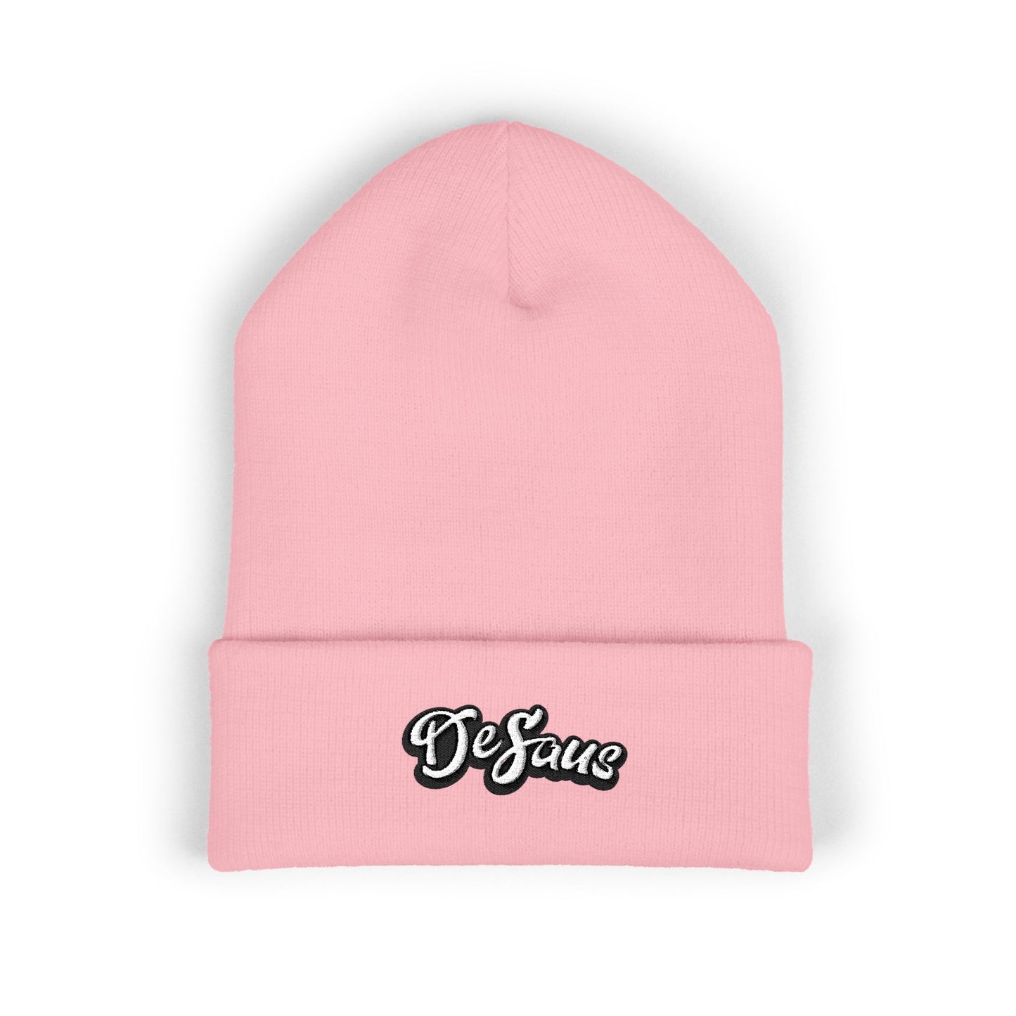 Embroidered 'DeSaus' Cuffed Beanie — Classic Knit Winter Hat