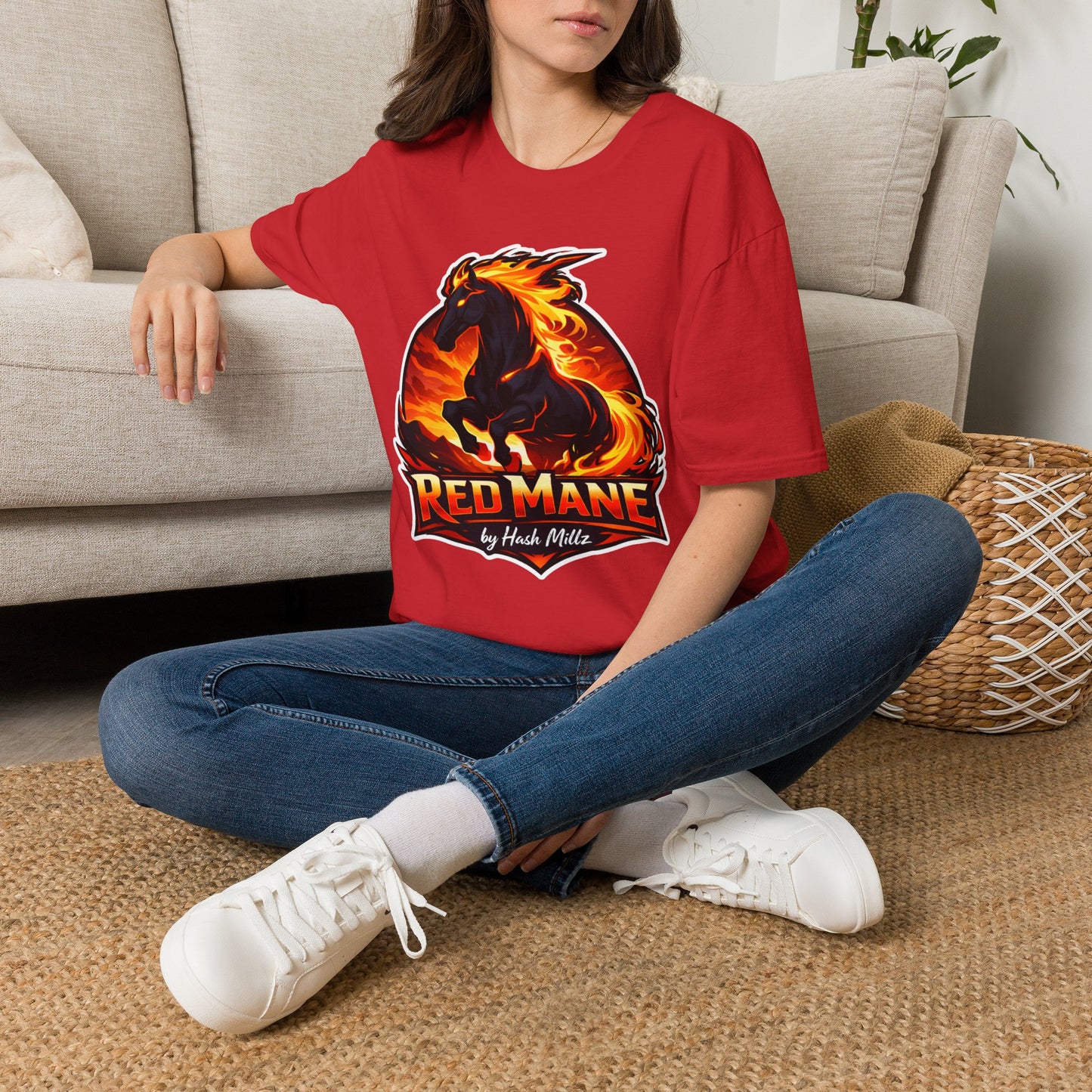 Flaming Stallion T-Shirt — "Red Mane" Graphic Tee