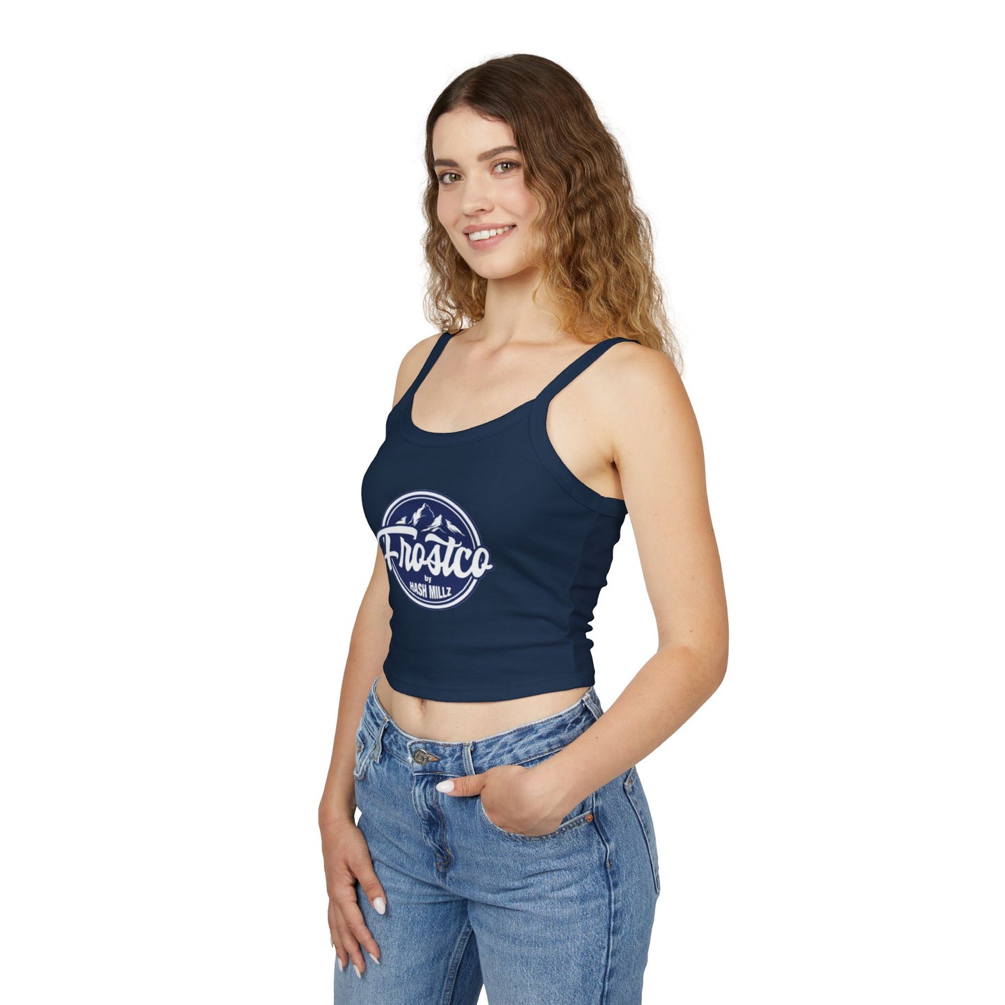 Spaghetti Tank Top - 'Frostrco' Mountain Logo Crop