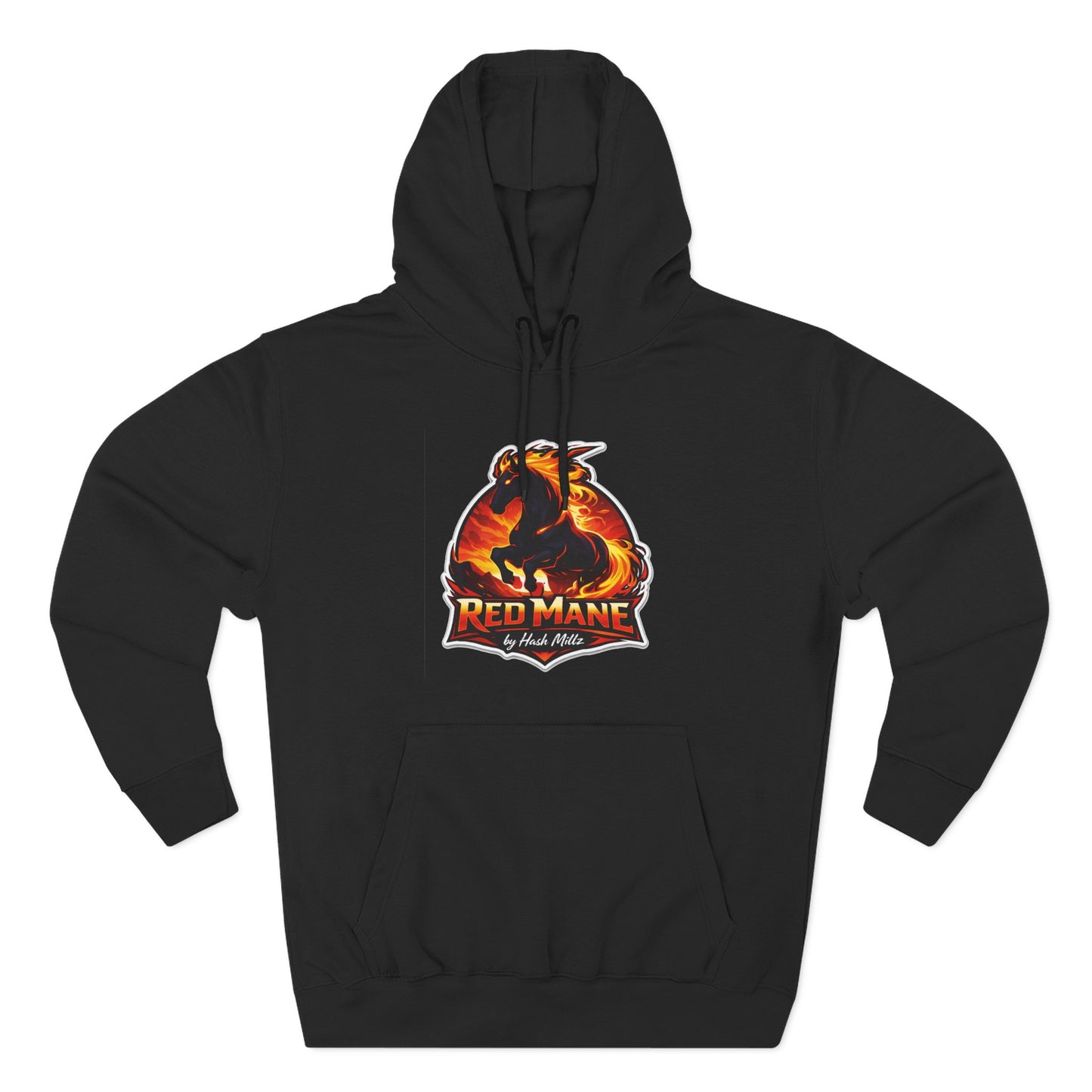 Red Mane Lion Logo Hoodie — Flame Graphic Three-Panel Fleece Hoodie