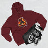 Red Mane Lion Logo Hoodie — Flame Graphic Three-Panel Fleece Hoodie