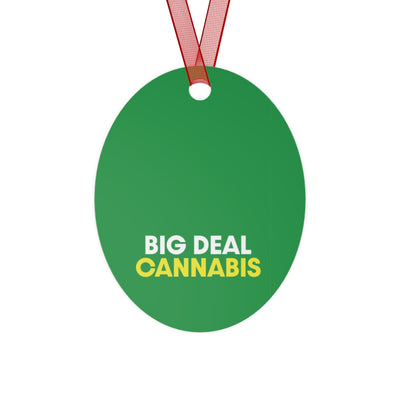 Metal Ornament – "Big Deal Cannabis" Green Bell Holiday Decoration