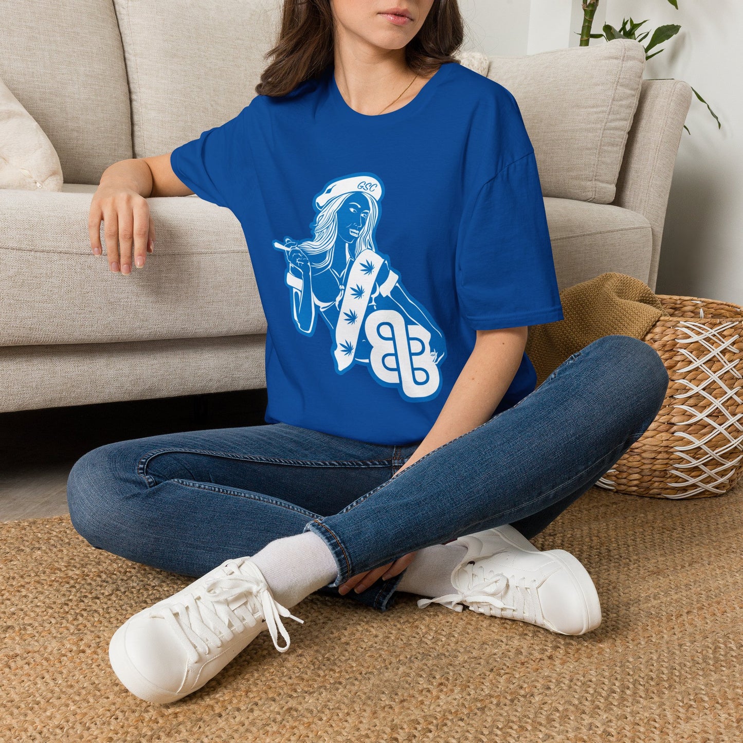 Sailor Babe Graphic T-Shirt — Blue Retro Pinup Tee