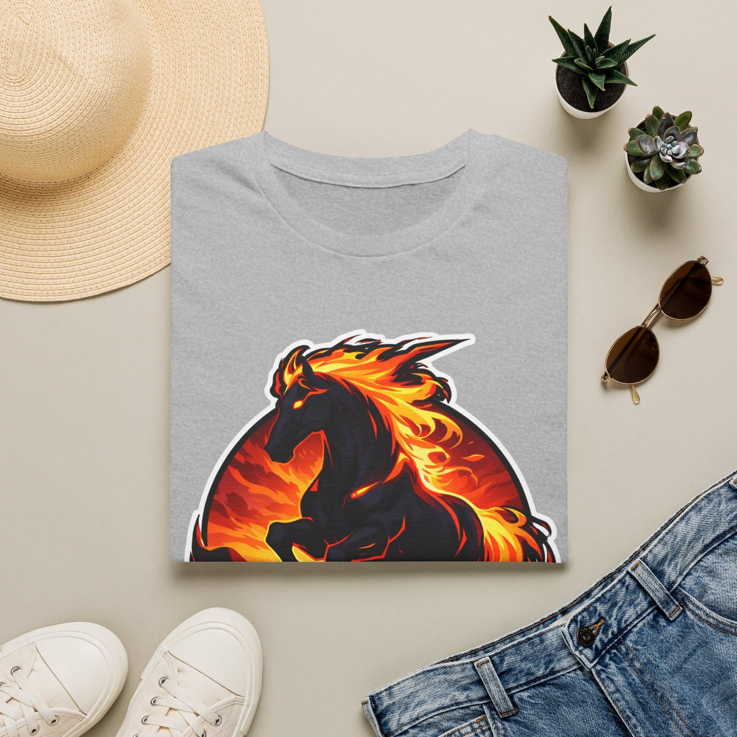Flaming Stallion T-Shirt — "Red Mane" Graphic Tee