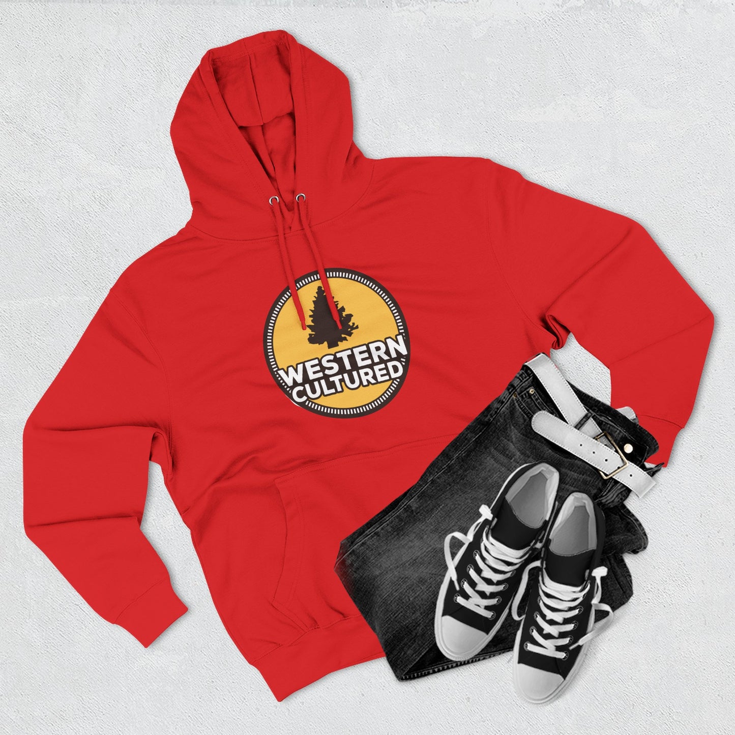 Western Cultured Hoodie — Retro Mountain Logo Pullover