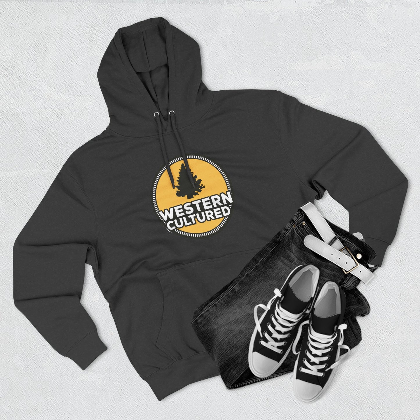 Western Cultured Hoodie — Retro Mountain Logo Pullover