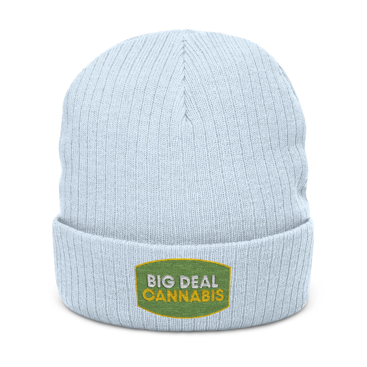 Embroidered 'Big Deal Cannabis' Ribbed Knit Beanie — Cozy Winter Cannabis Hat