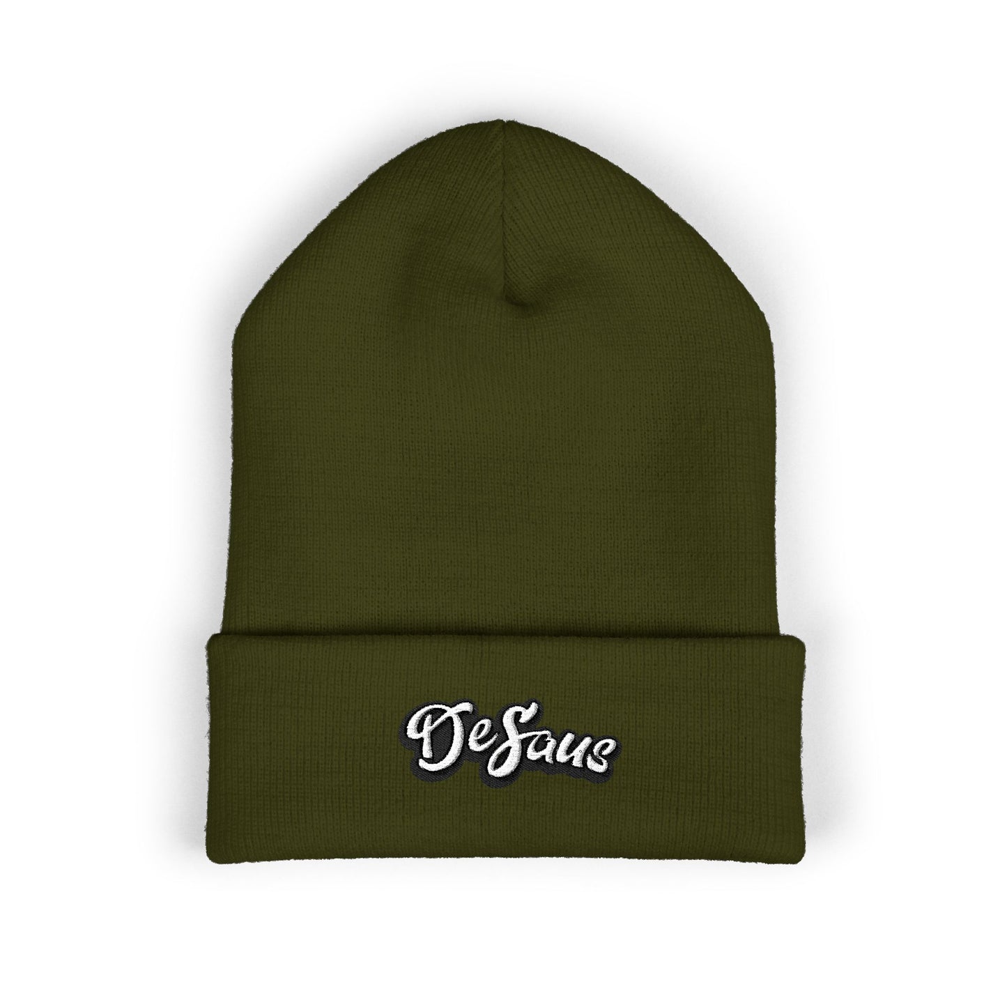 Embroidered 'DeSaus' Cuffed Beanie — Classic Knit Winter Hat