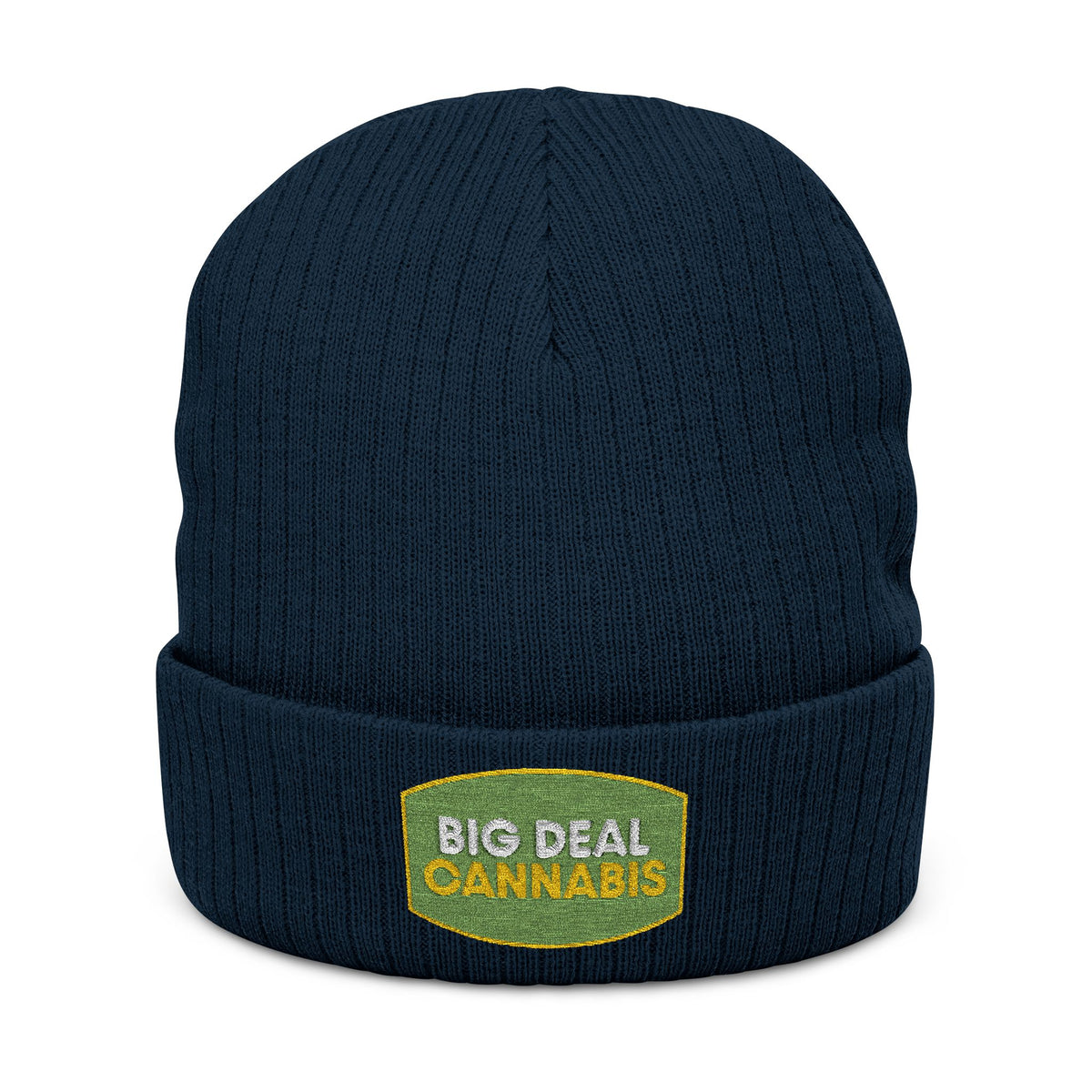 Embroidered 'Big Deal Cannabis' Ribbed Knit Beanie — Cozy Winter Cannabis Hat