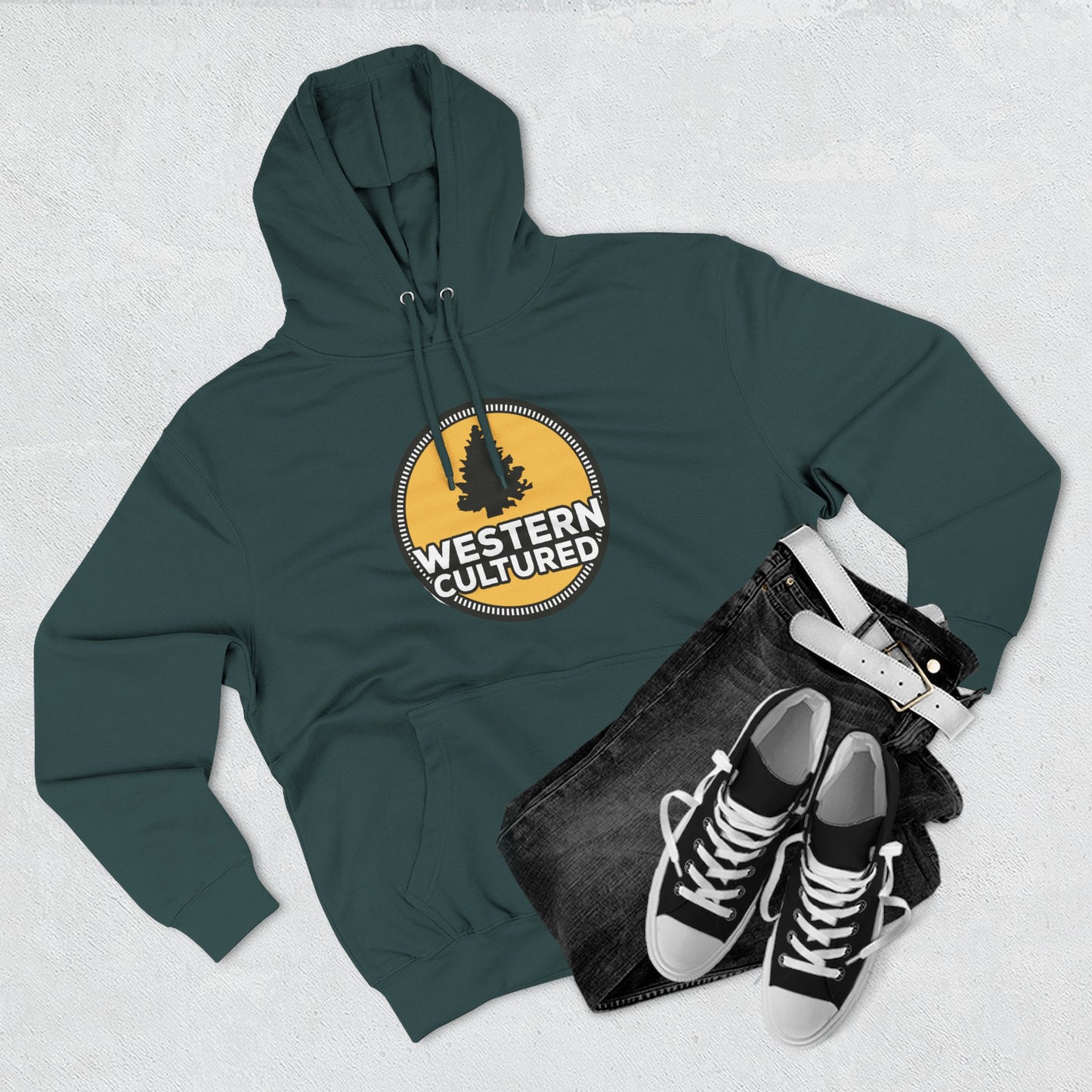 Western Cultured Hoodie — Retro Mountain Logo Pullover