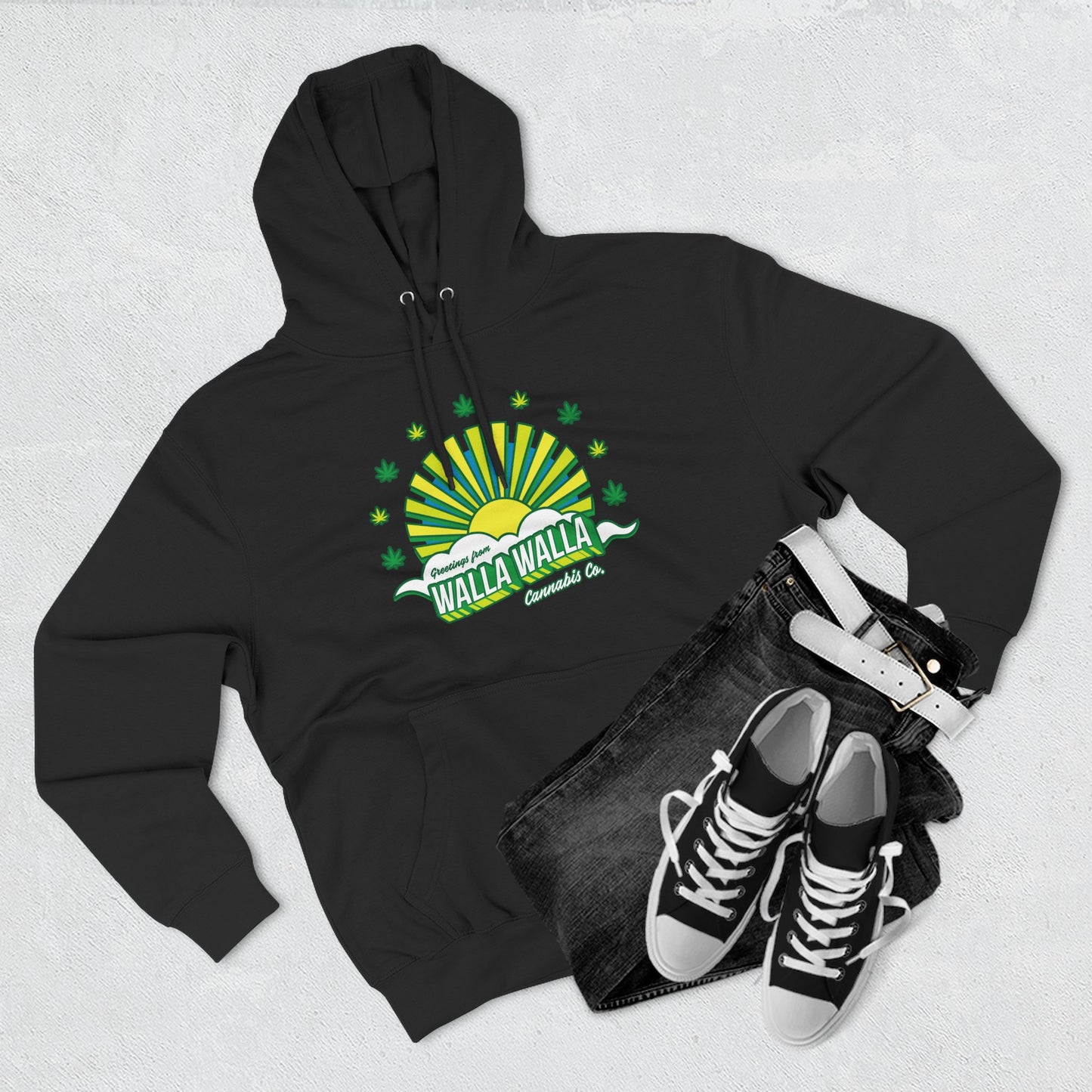 Walla Walla Sunrise Hoodie — Retro Sunburst Design