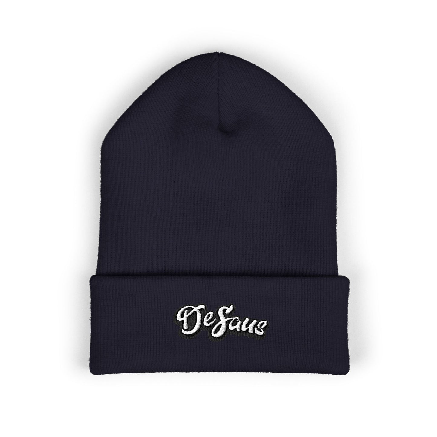 Embroidered 'DeSaus' Cuffed Beanie — Classic Knit Winter Hat