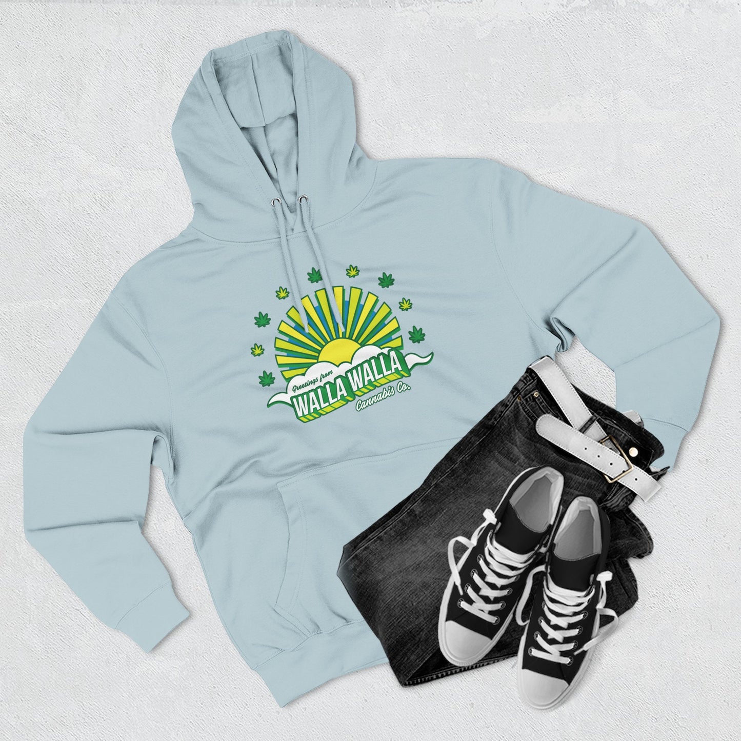 Walla Walla Sunrise Hoodie — Retro Sunburst Design