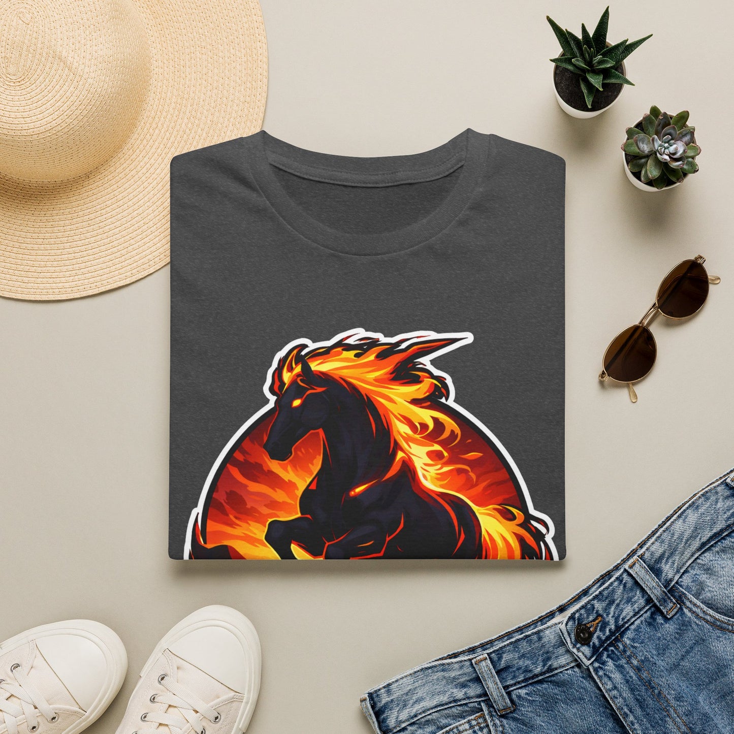 Flaming Stallion T-Shirt — "Red Mane" Graphic Tee