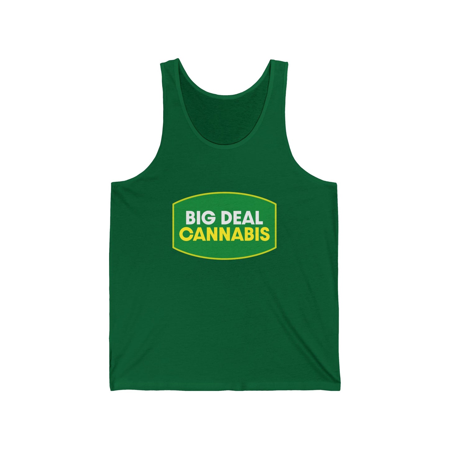 Cannabis Graphic Tank Top — "Big Deal Cannabis" Green Logo Tank