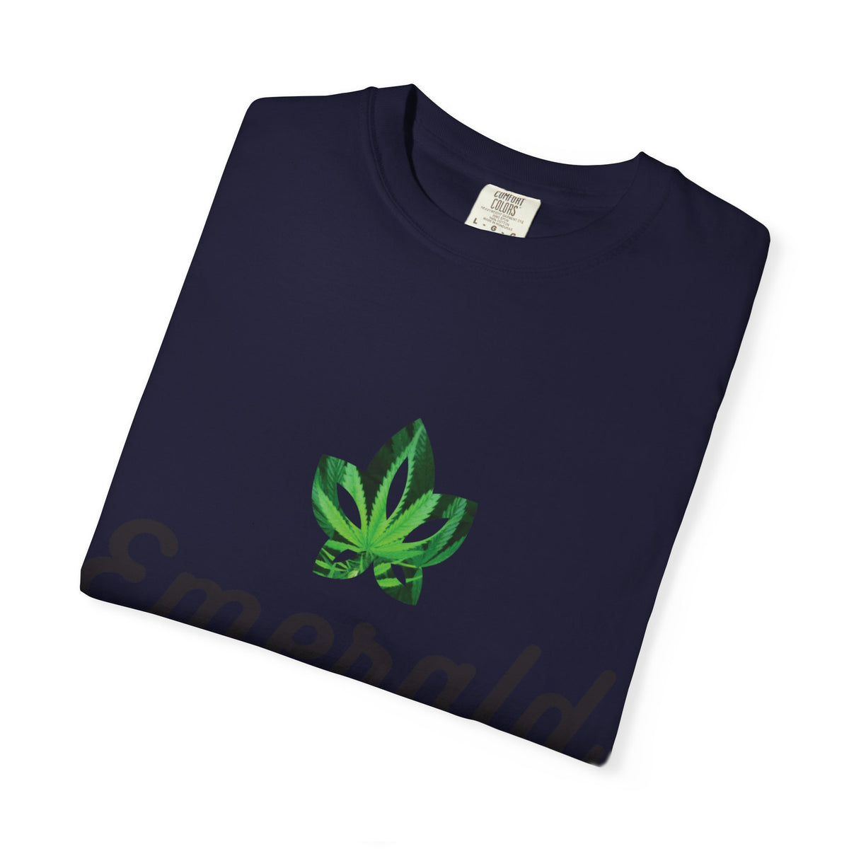 Emerald Twist T-Shirt — Retro Script Tee with Green Leaf Logo