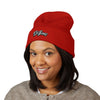 Embroidered 'DeSaus' Cuffed Beanie — Classic Knit Winter Hat